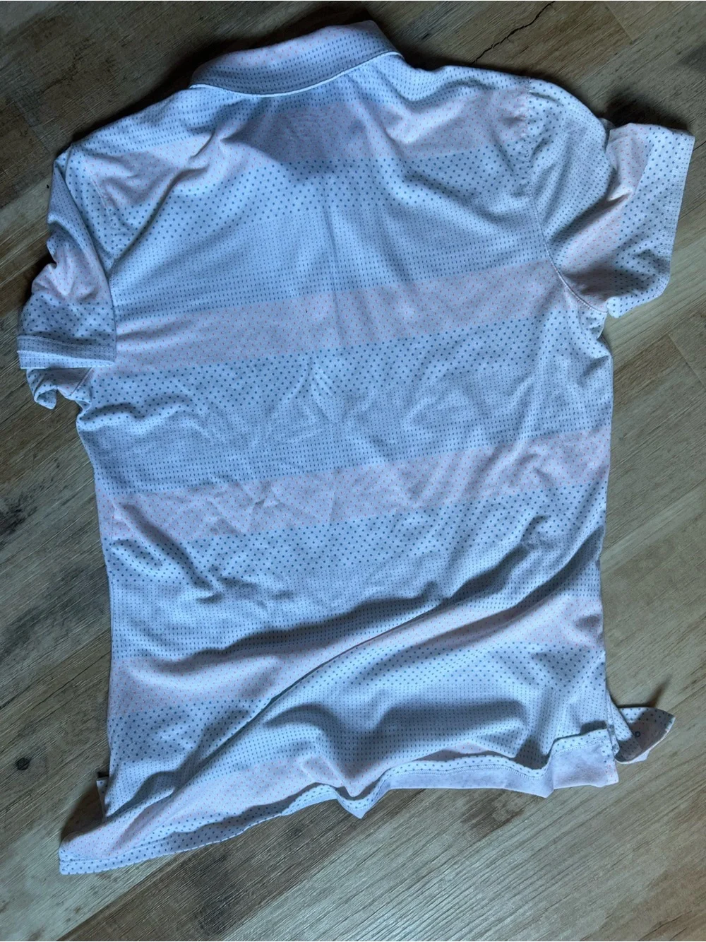 adidas men or woman Pink & White Striped Moisture-Wicking golf shirt
